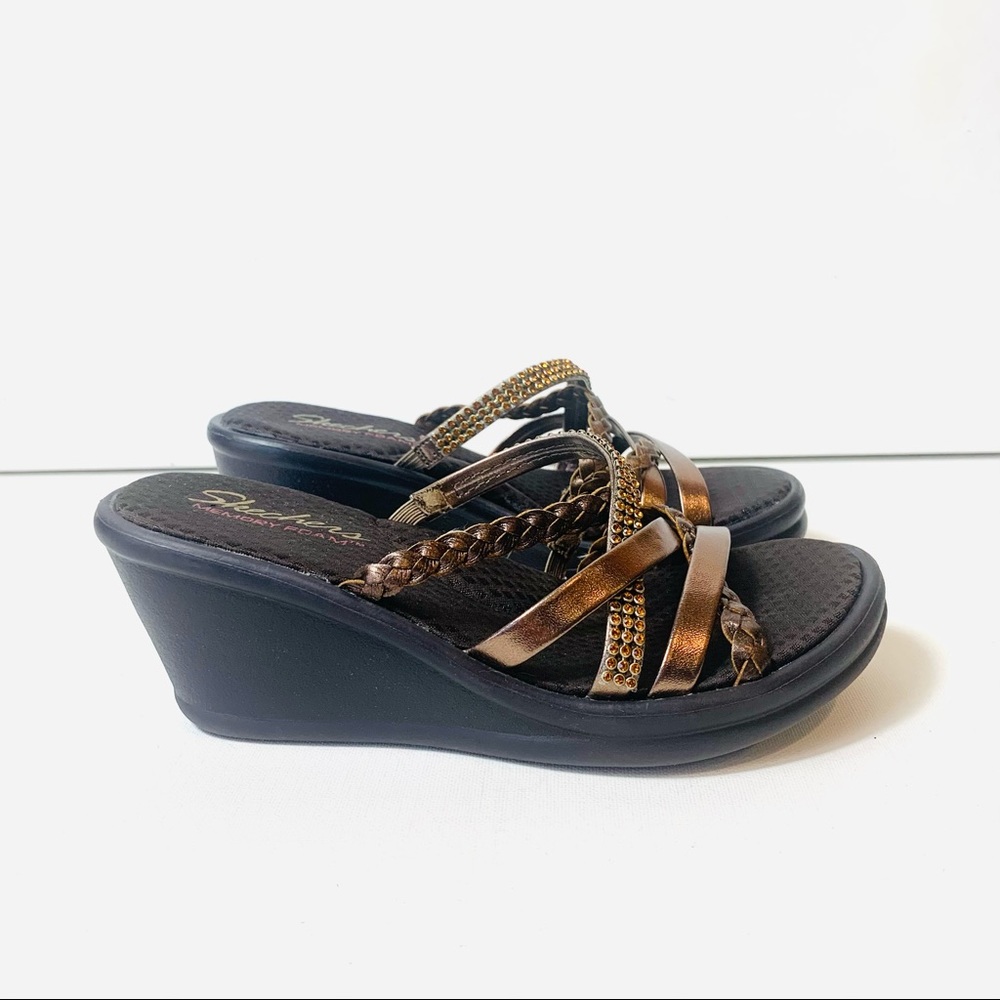 Women’s Skechers Memory Foam Bling Wedge Sandals 6
